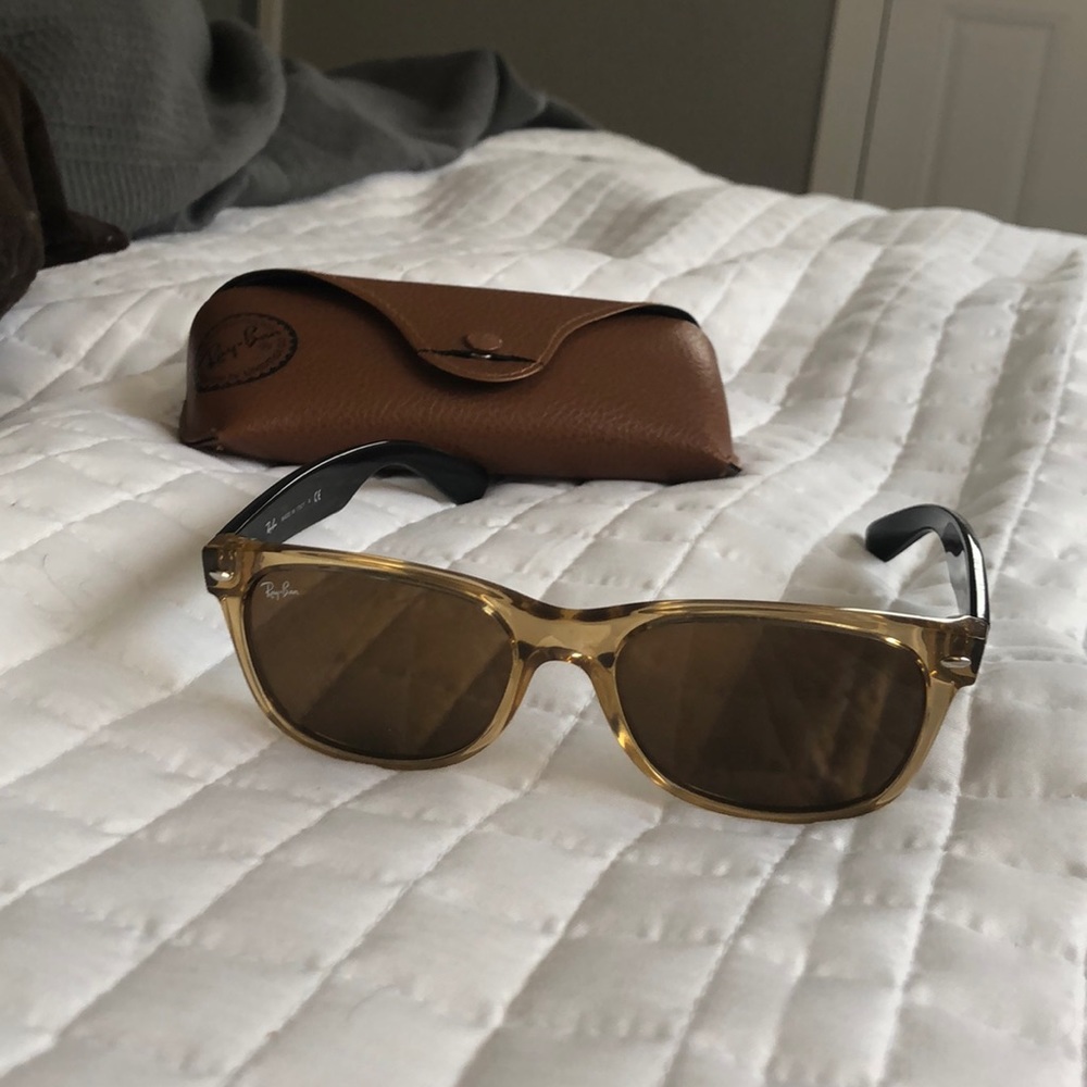 Ray bans, light amber with darker temples